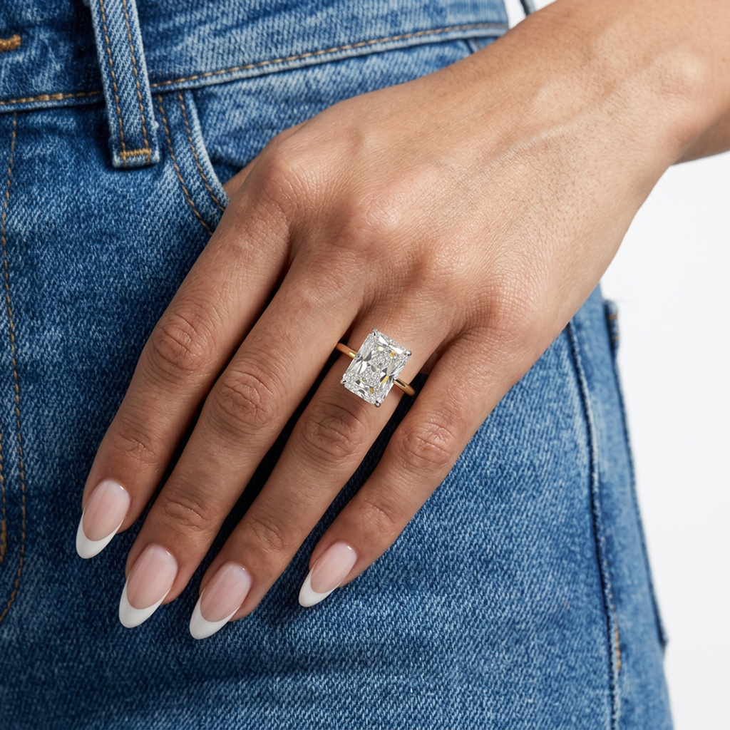 Two-Tone Radiant Solitaire Ring