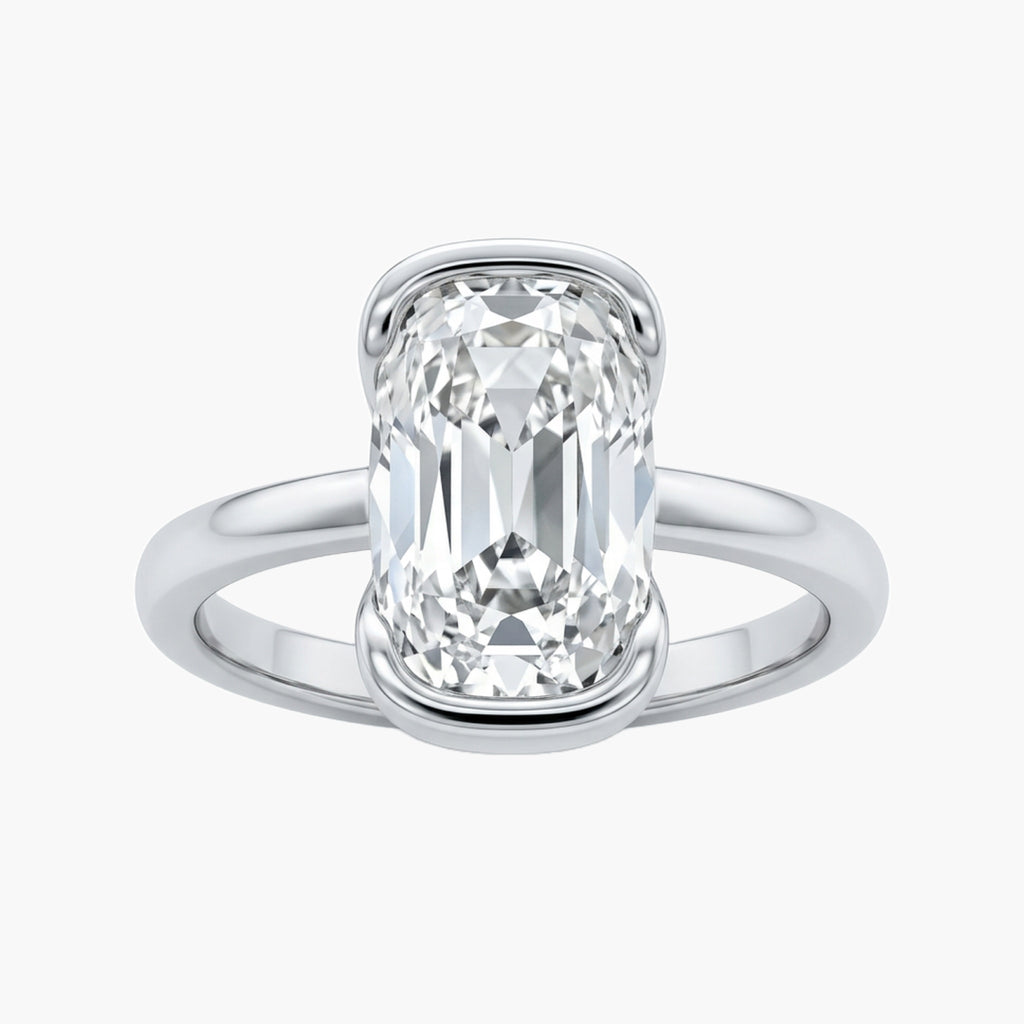 Old Mine Cushion Half Bezel Solitaire Ring
