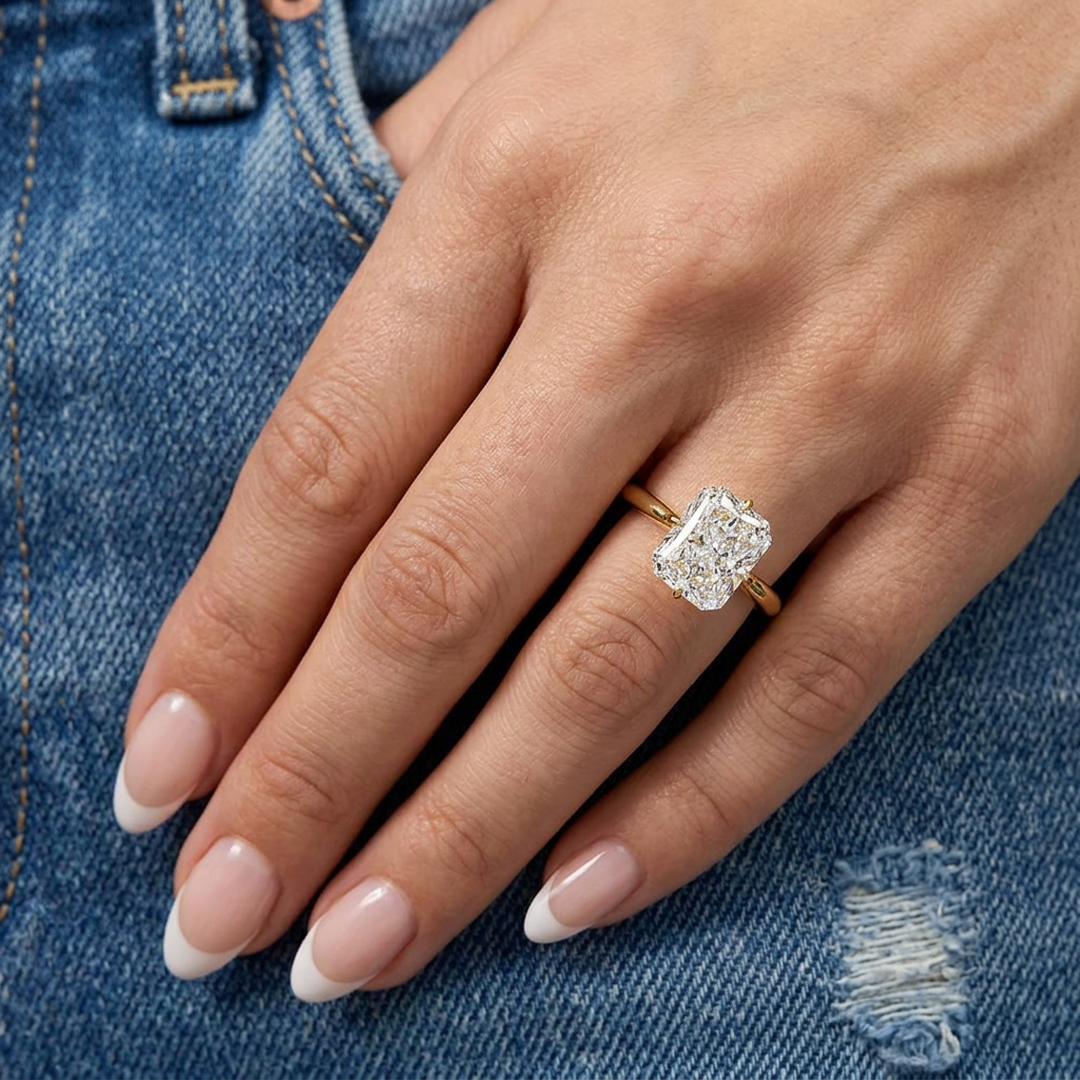 Radiant Compass Solitaire Ring