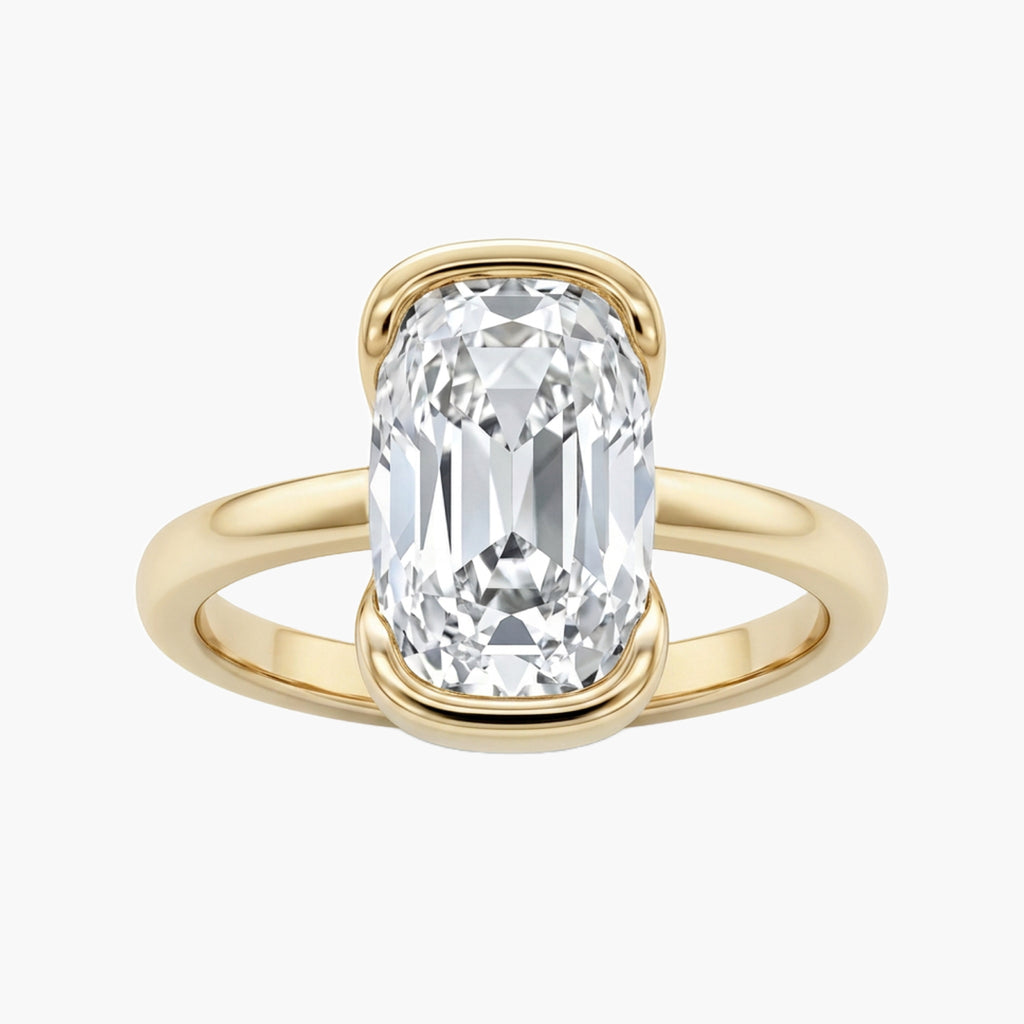 Old Mine Cushion Half Bezel Solitaire Ring