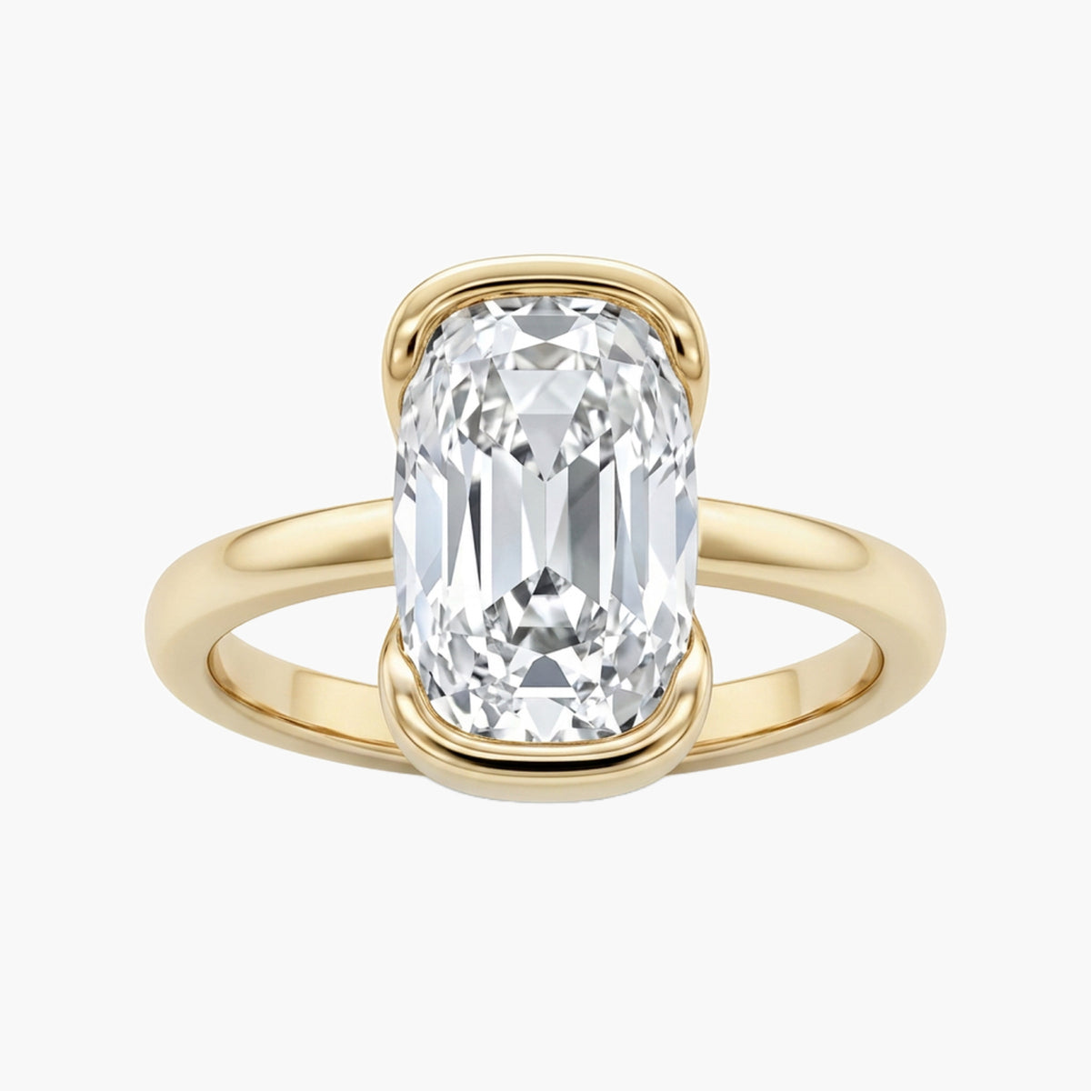 Old Mine Cushion Half Bezel Solitaire Ring