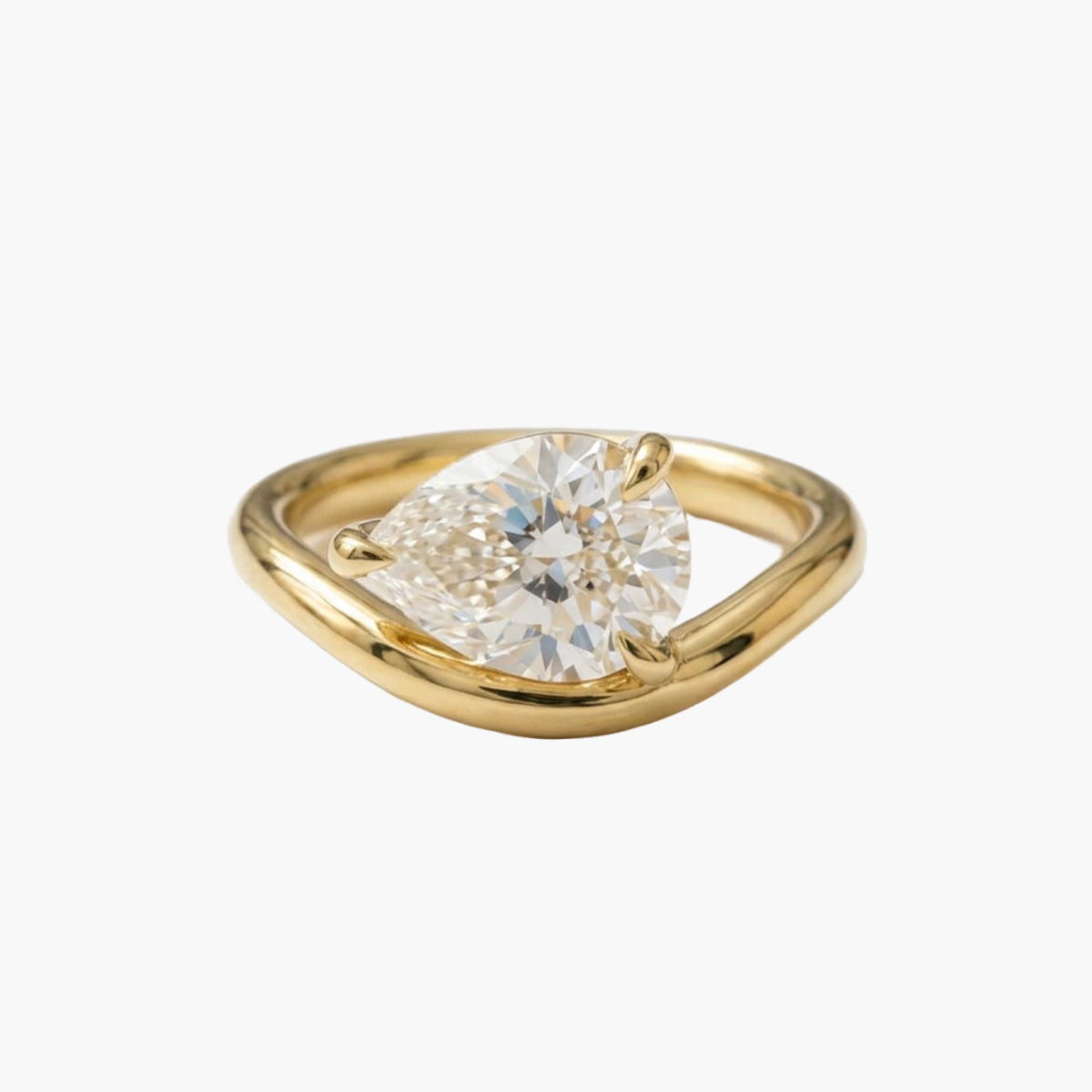 Pear Curved Band Ring