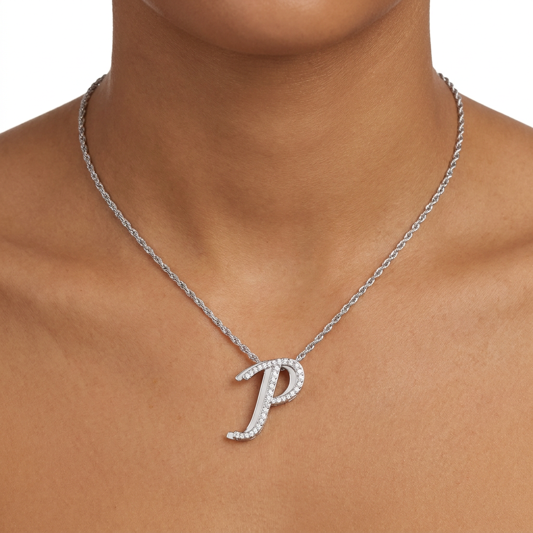 Iced Signature Initial Necklace