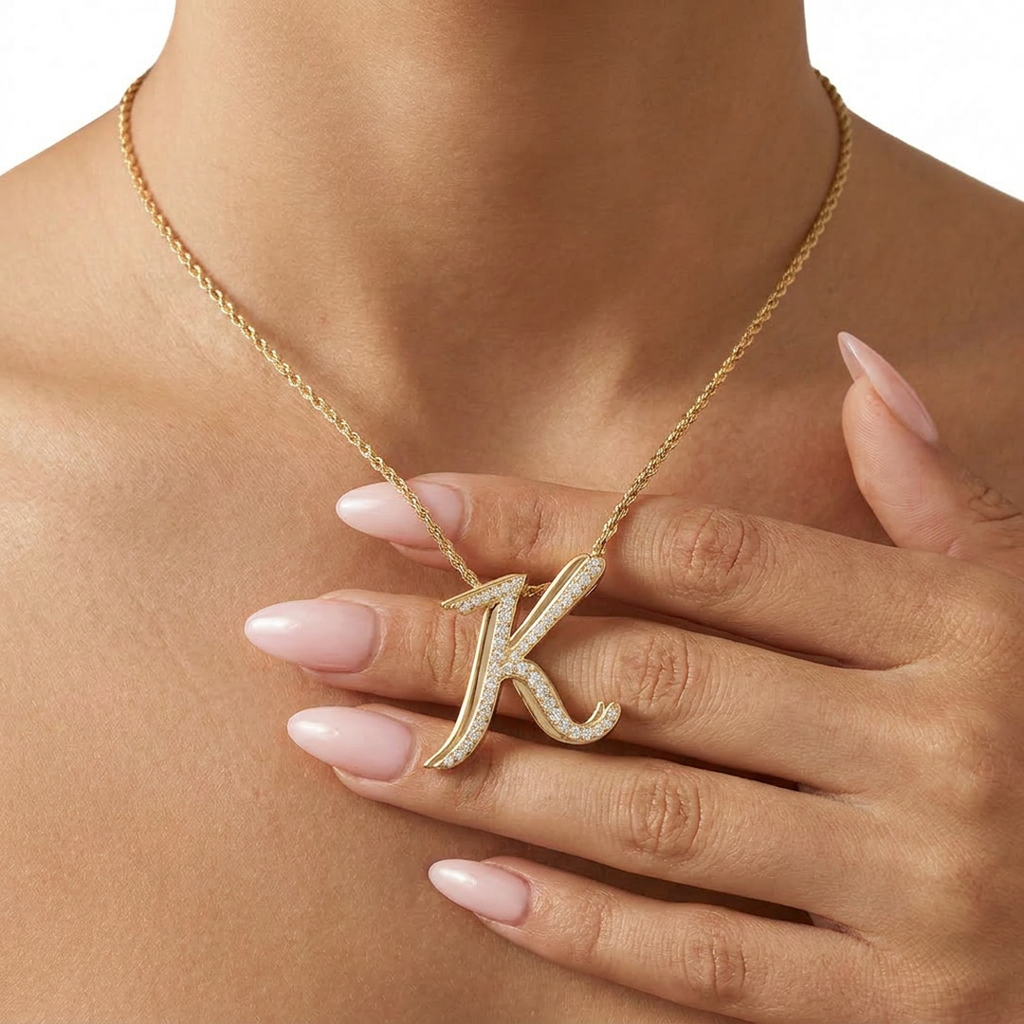 Iced Signature Initial Necklace