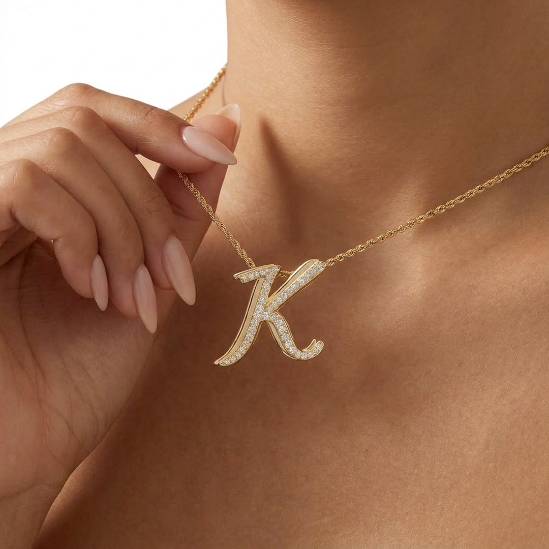 Iced Signature Initial Necklace