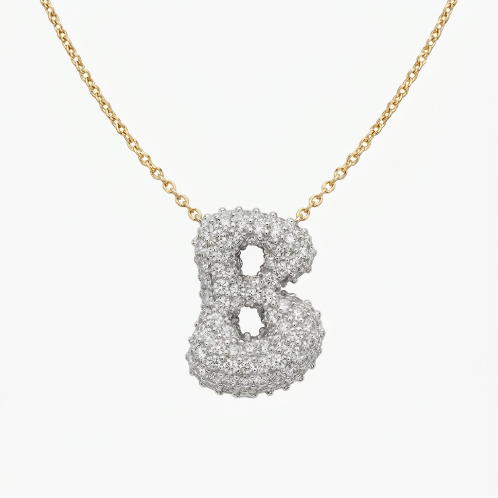 Iced Bubble Initial Necklace
