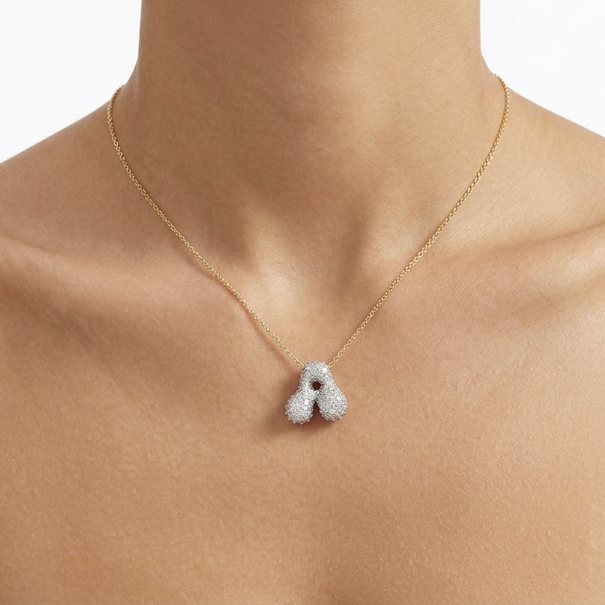 Iced Bubble Initial Necklace