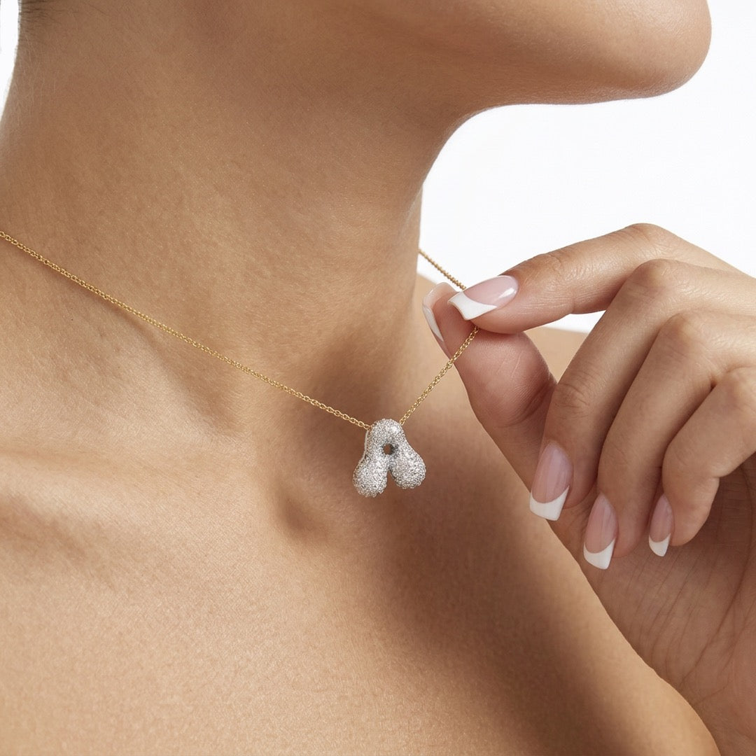 Iced Bubble Initial Necklace