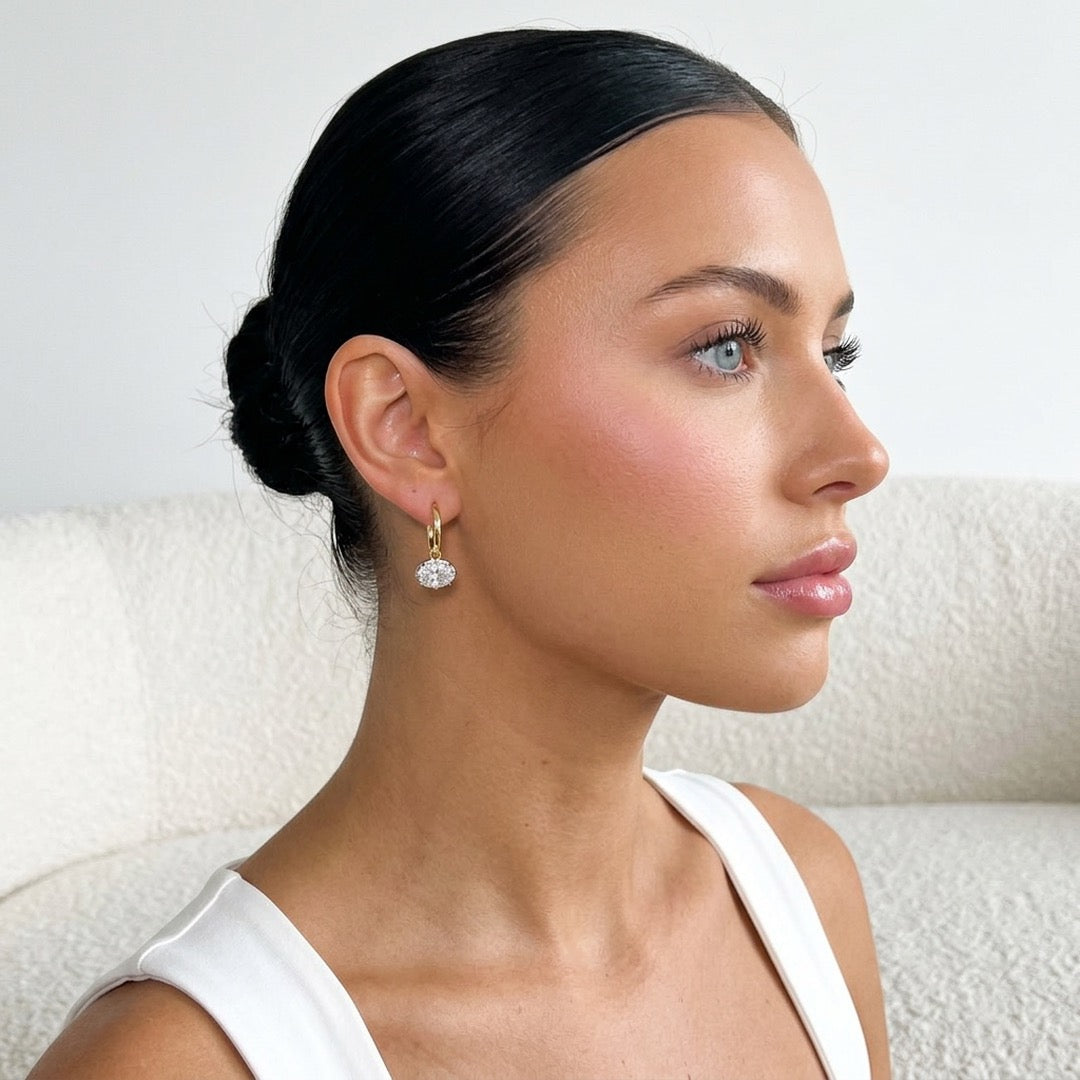 Georgian East West Oval Drop Earrings