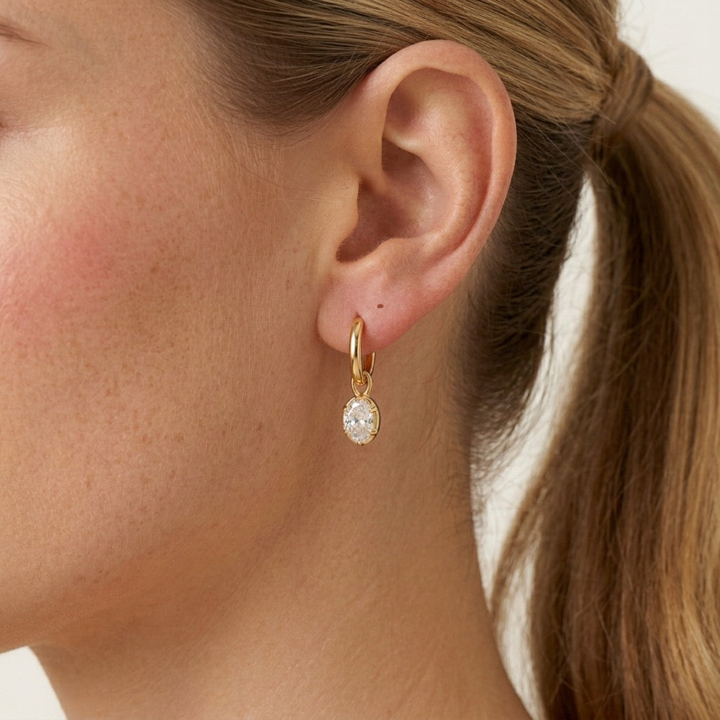 Mini Georgian Oval Drop Earrings