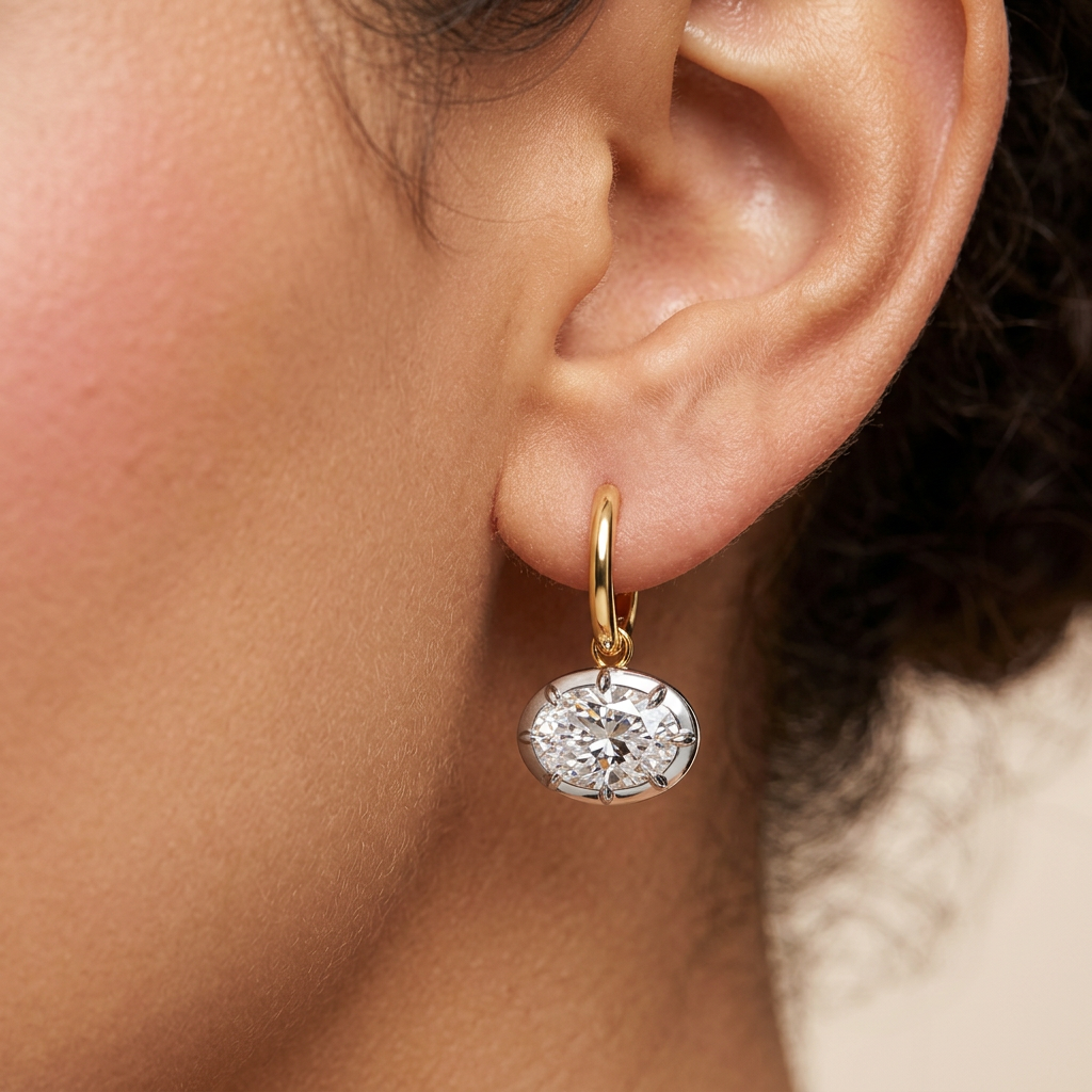 Georgian East West Oval Drop Earrings