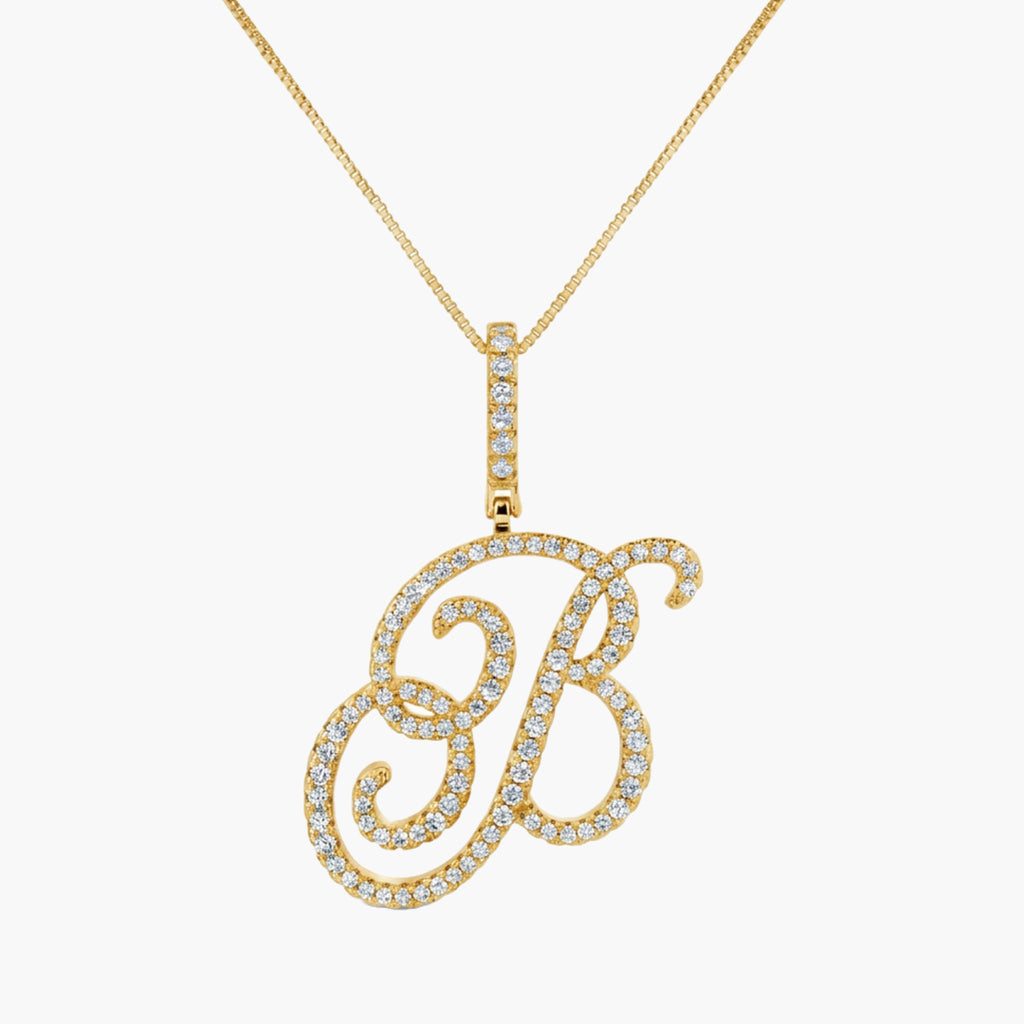 Iced Cursive Initial Necklace