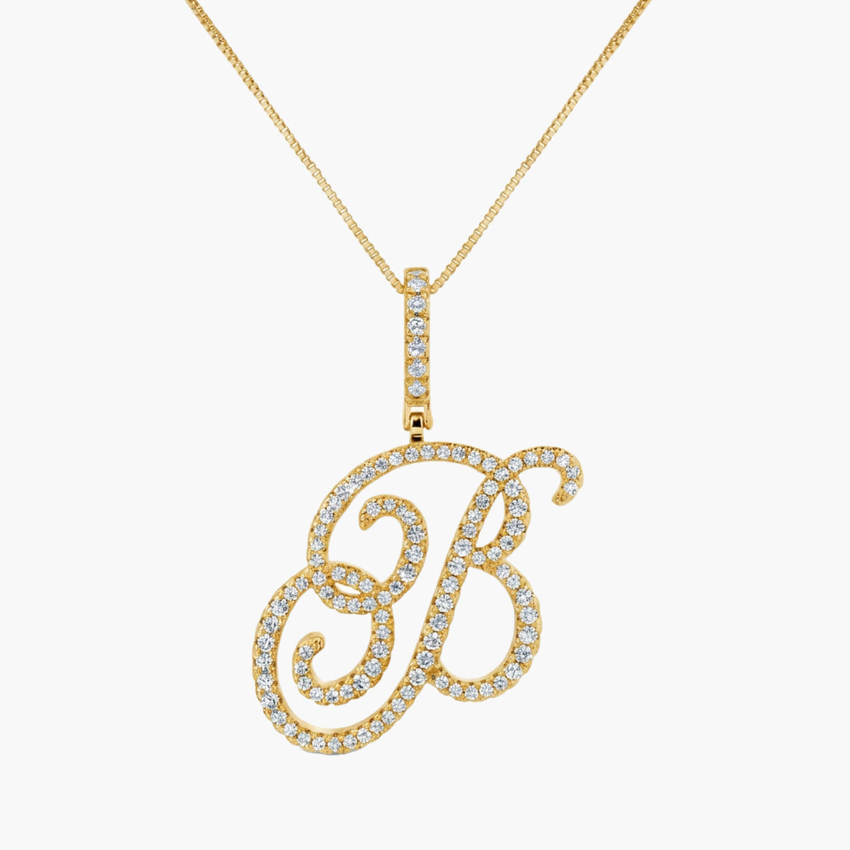 Iced Cursive Initial Necklace
