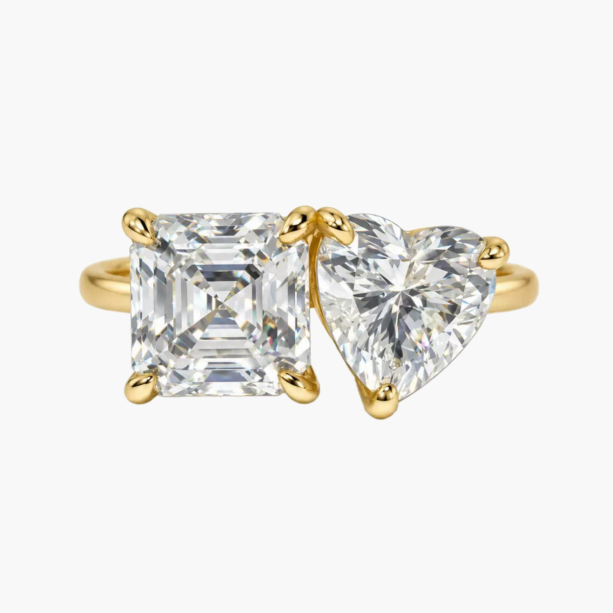 Asscher & Heart Toi et Moi Ring