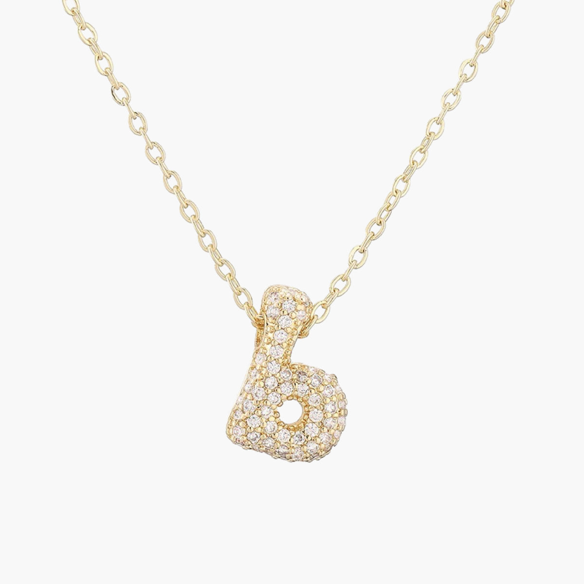 Iced Lowercase Bubble Initial Necklace