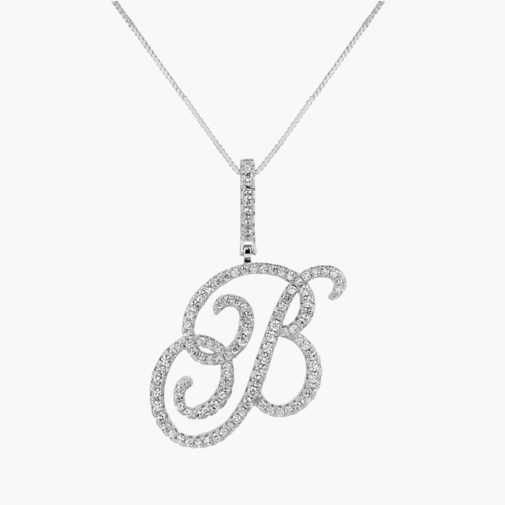 Iced Cursive Initial Necklace