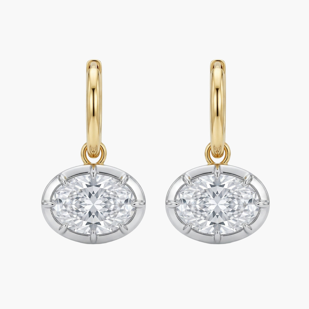 Georgian East West Oval Drop Earrings