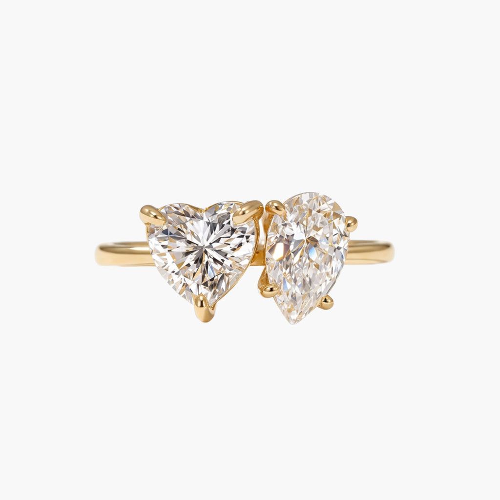 Heart & Pear Toi et Moi Ring