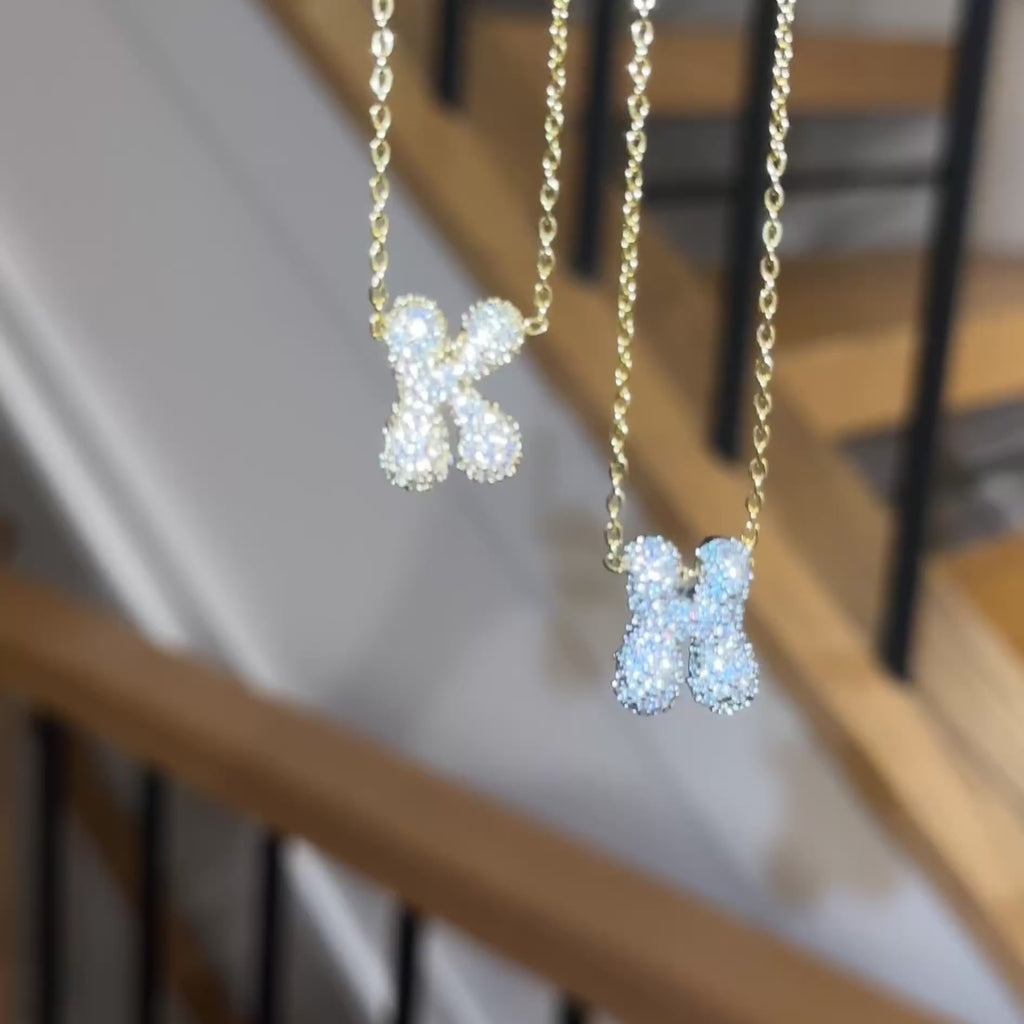 Iced Bubble Initial Necklace