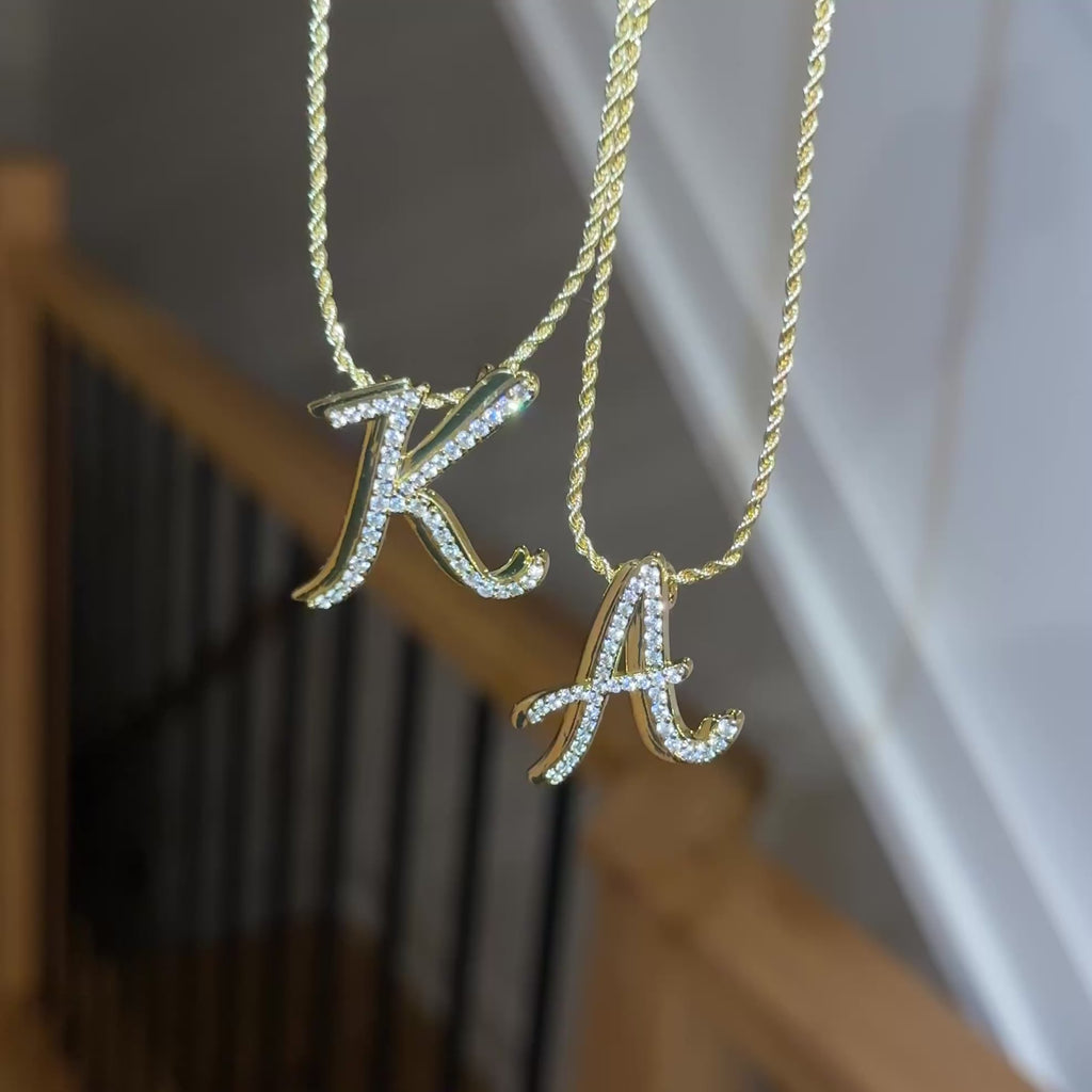 Iced Signature Initial Necklace