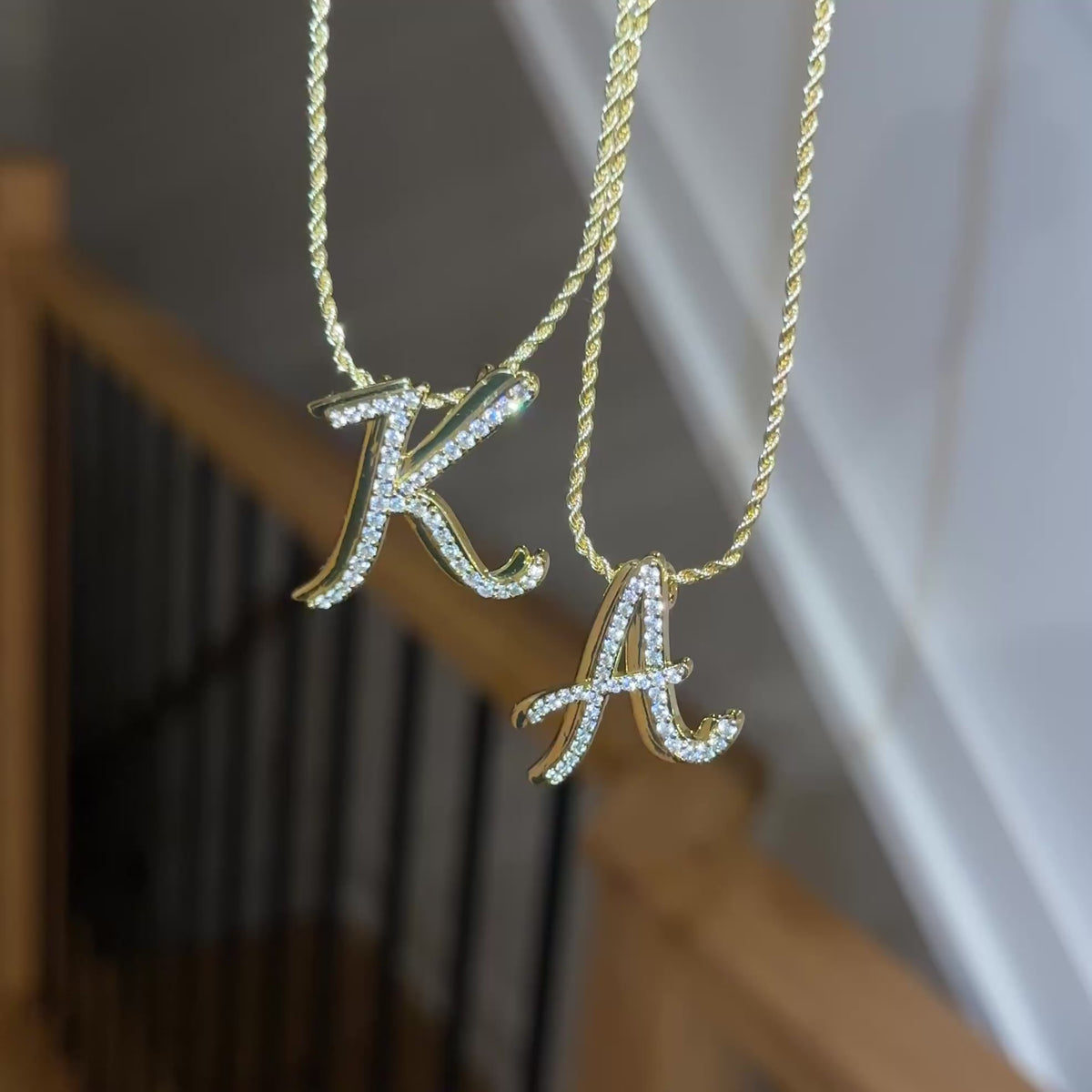 Iced Signature Initial Necklace